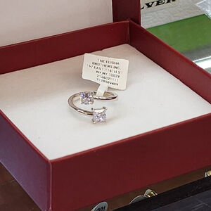 Genuine Sterling Silver 925 Ring with Double Gemstone Design – New with Tags